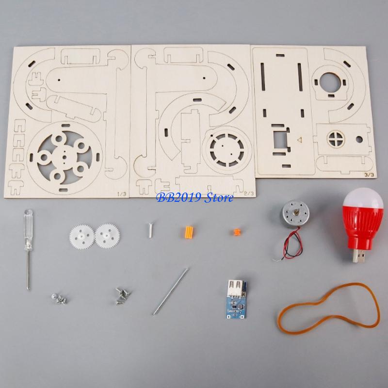 Renewable Energy For Kids - Q0KB インタラクティブ木製手動発電機科学おもちゃ教室子供学習