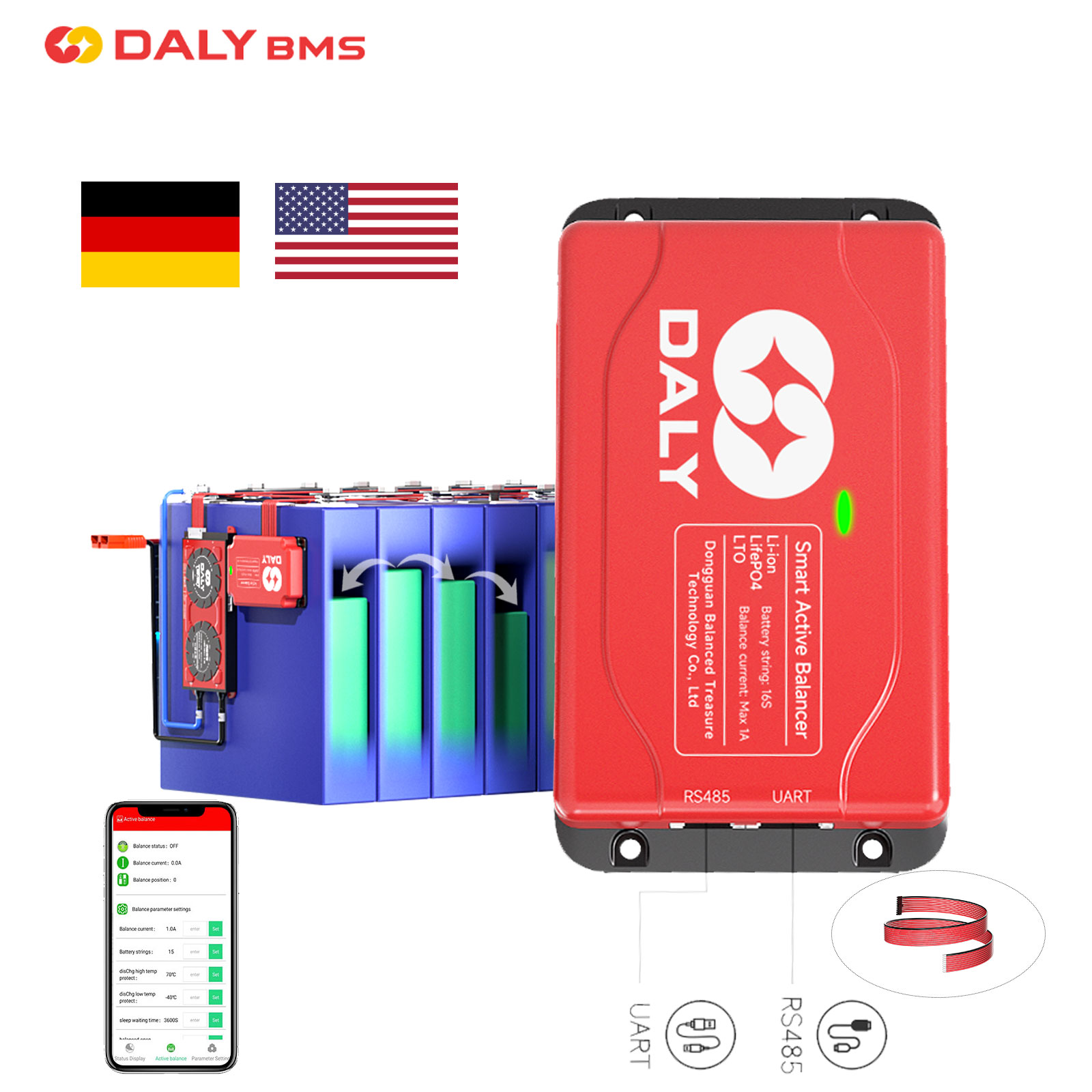 Smart Bms - リンディスマートアクティブクーラライザーバランサー、Bluetoothバランサー、リチウムイオンバッテリー、4s、8s、13s、14s、16s、24s、18650バッテリー